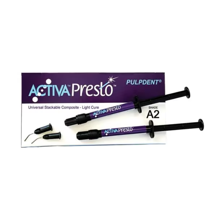 Pulpdent VPF1A2 ACTIVA Presto Universal Light Cure Composite Syringe A2 2/Pk 1.2 mL Pulpdent VPF1A2 ACTIVA Presto Universal Light Cure Composite Syringe A2 2/Pk 1.2 mL